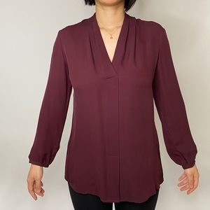 Theory Silk Blouse. Burgundy. Petit.